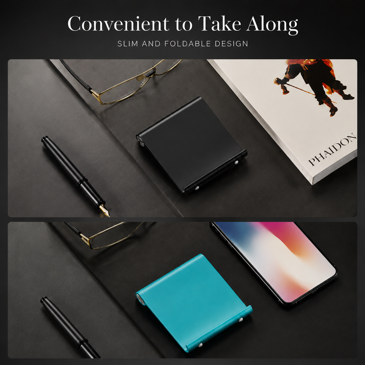 Premium Magnetic Phone Holder Stand Adjustable Foldable Desk Phone Stand Anti Slip Mobile Phone Holder Ergonomic Viewing Stand iPhone Compatible