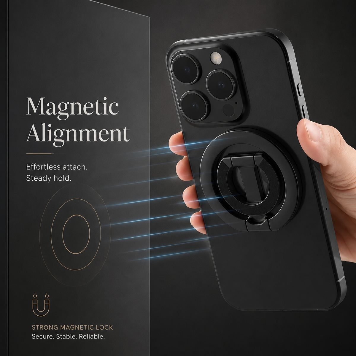 Premium Magnetic Ring Holder MagSafe Phone Grip Stand Double-Sided Magnetic Finger Ring Holder Dual Magnet Kickstand Compatible with iPhone