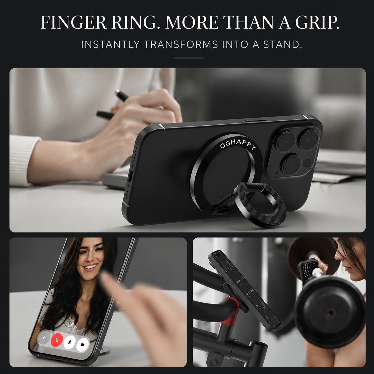Premium Magnetic Ring Holder MagSafe Phone Grip Stand Double-Sided Magnetic Finger Ring Holder Dual Magnet Kickstand Compatible with iPhone