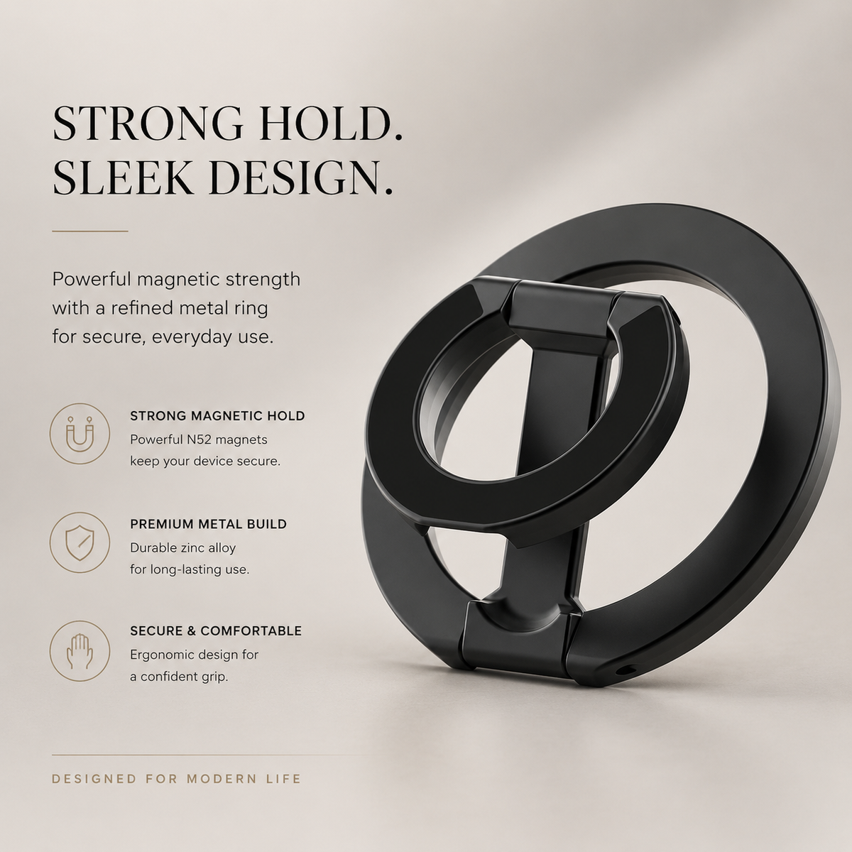 Premium Magnetic Ring Holder MagSafe Phone Grip Stand Double-Sided Magnetic Finger Ring Holder Dual Magnet Kickstand Compatible with iPhone