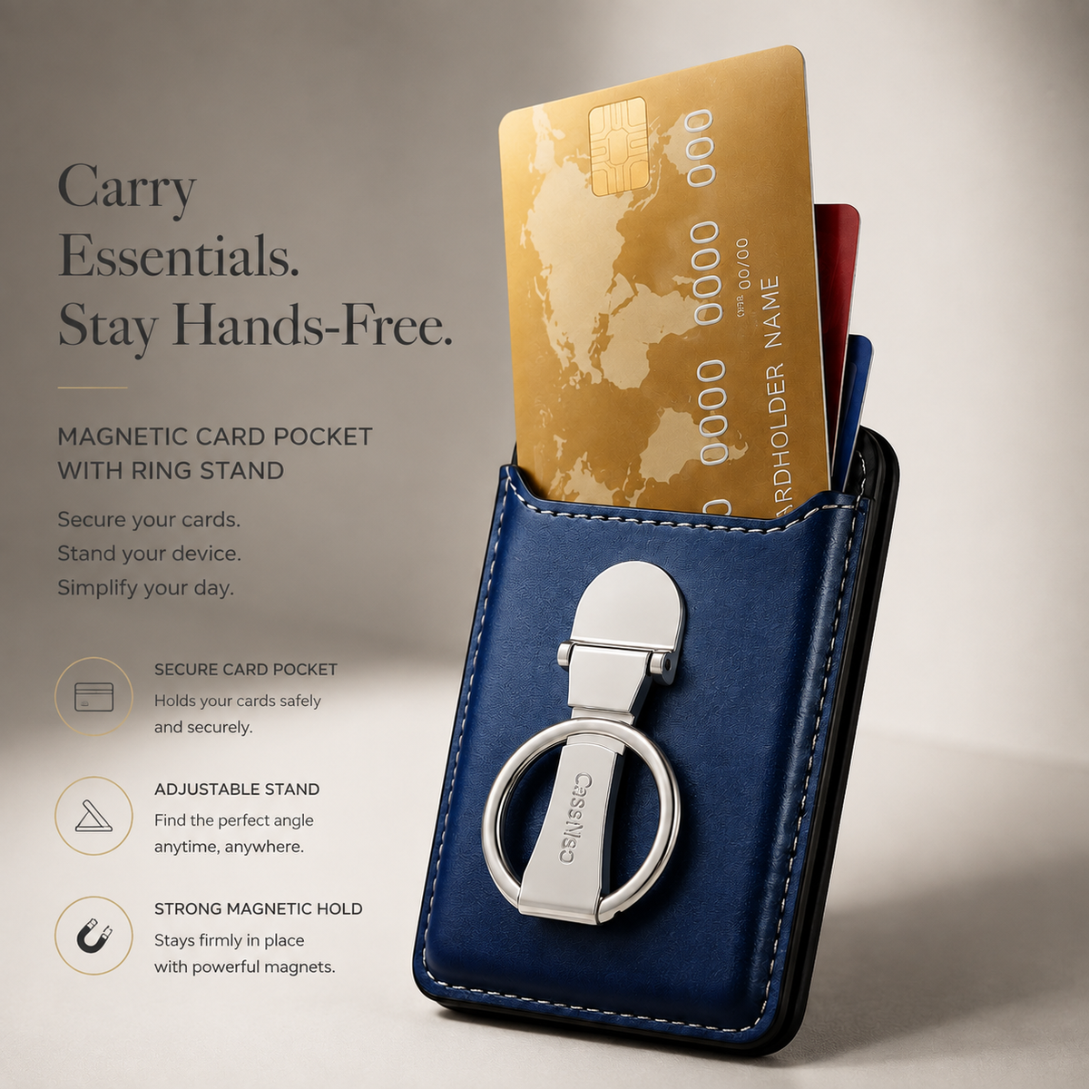 Premium Magnetic Wallet Case MagSafe Card Holder Multiple Card Slots Foldable Ring Holder Kickstand Strong Magnetic Attachment PU Leather Slim iPhone Compatible