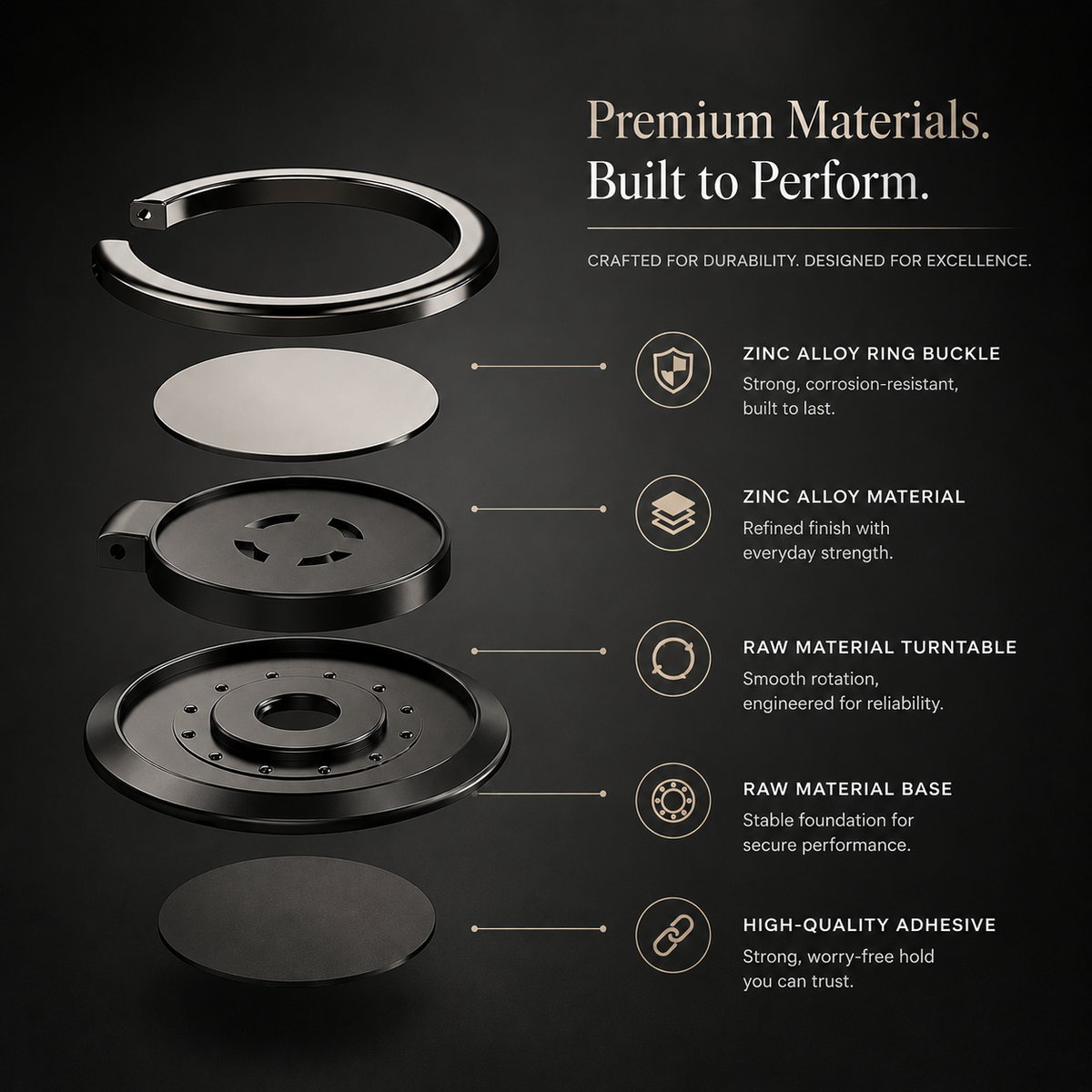 Premium Metal Finger Ring Phone Holder 180° Rotating Phone Grip Stand Foldable Kickstand Adhesive Smartphone Holder Zinc Alloy Slim iPhone