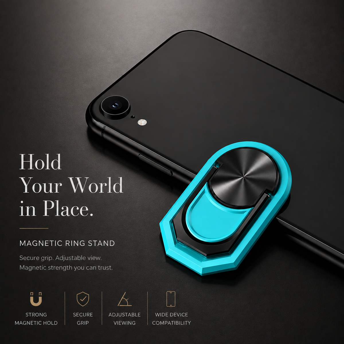 Premium Metal Finger Ring Phone Holder 180° Rotating Phone Grip Stand Foldable Kickstand Adhesive Smartphone Holder Zinc Alloy Slim iPhone