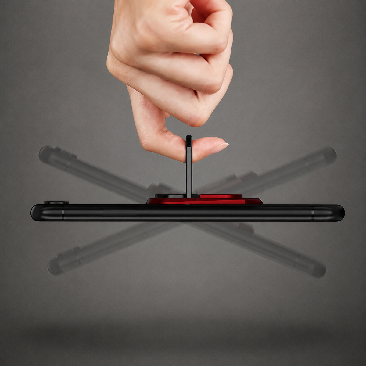 Premium Metal Finger Ring Phone Holder 180° Rotating Phone Grip Stand Foldable Kickstand Adhesive Smartphone Holder Zinc Alloy Slim iPhone