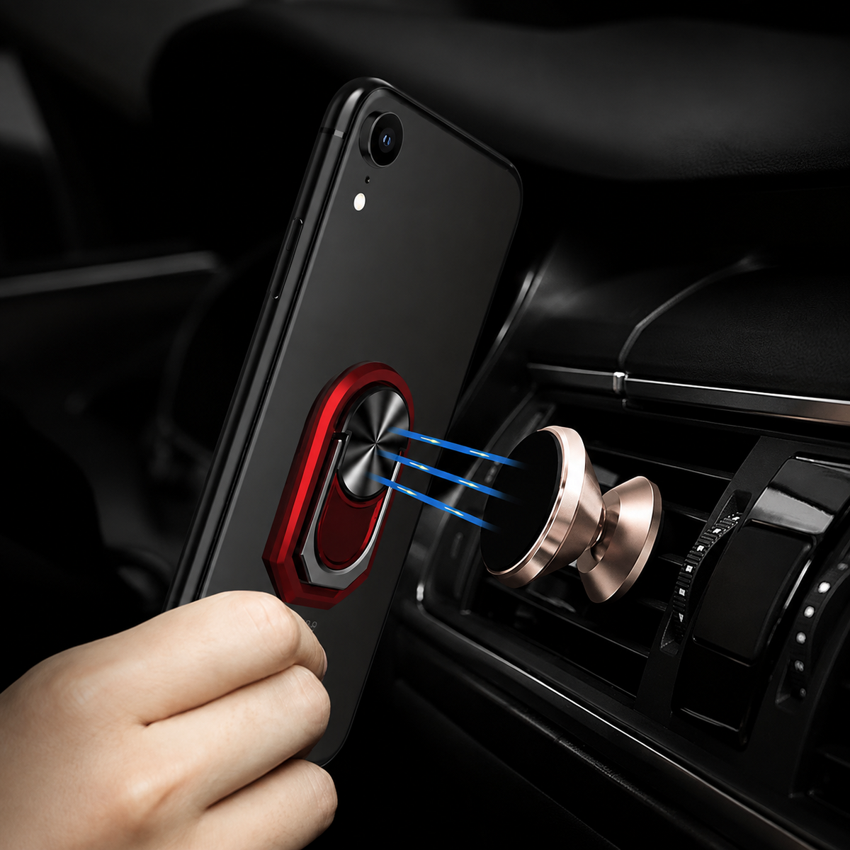 Premium Metal Finger Ring Phone Holder 180° Rotating Phone Grip Stand Foldable Kickstand Adhesive Smartphone Holder Zinc Alloy Slim iPhone