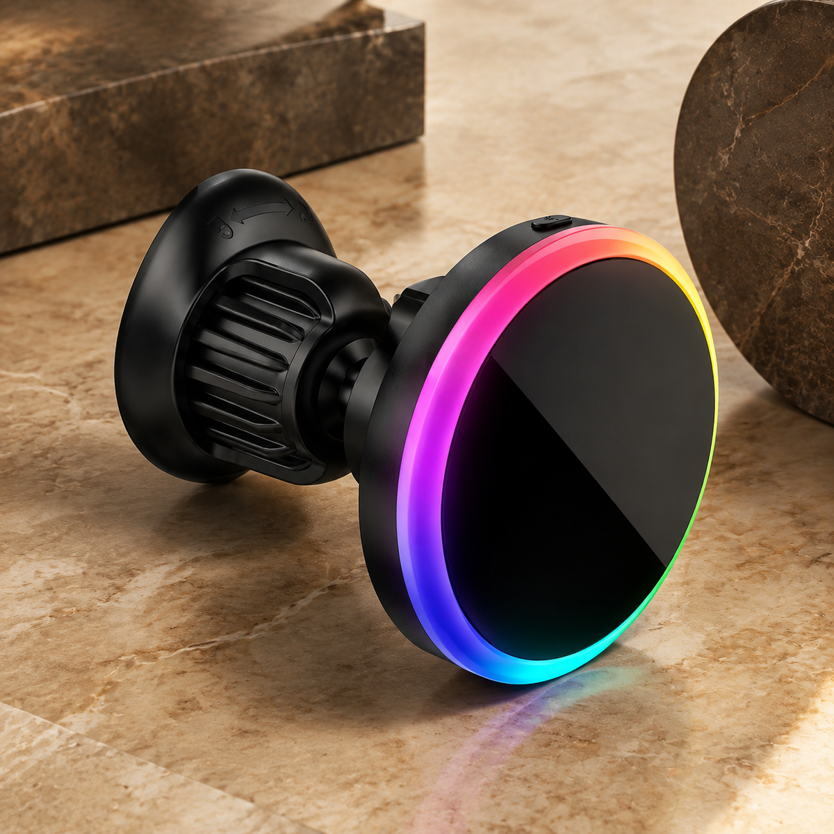 Premium RGB Magnetic Wireless Car Phone Holder 15W Qi Fast Charging Car Mount 360° Rotating Dashboard Air Vent Mount Phone Stand iPhone