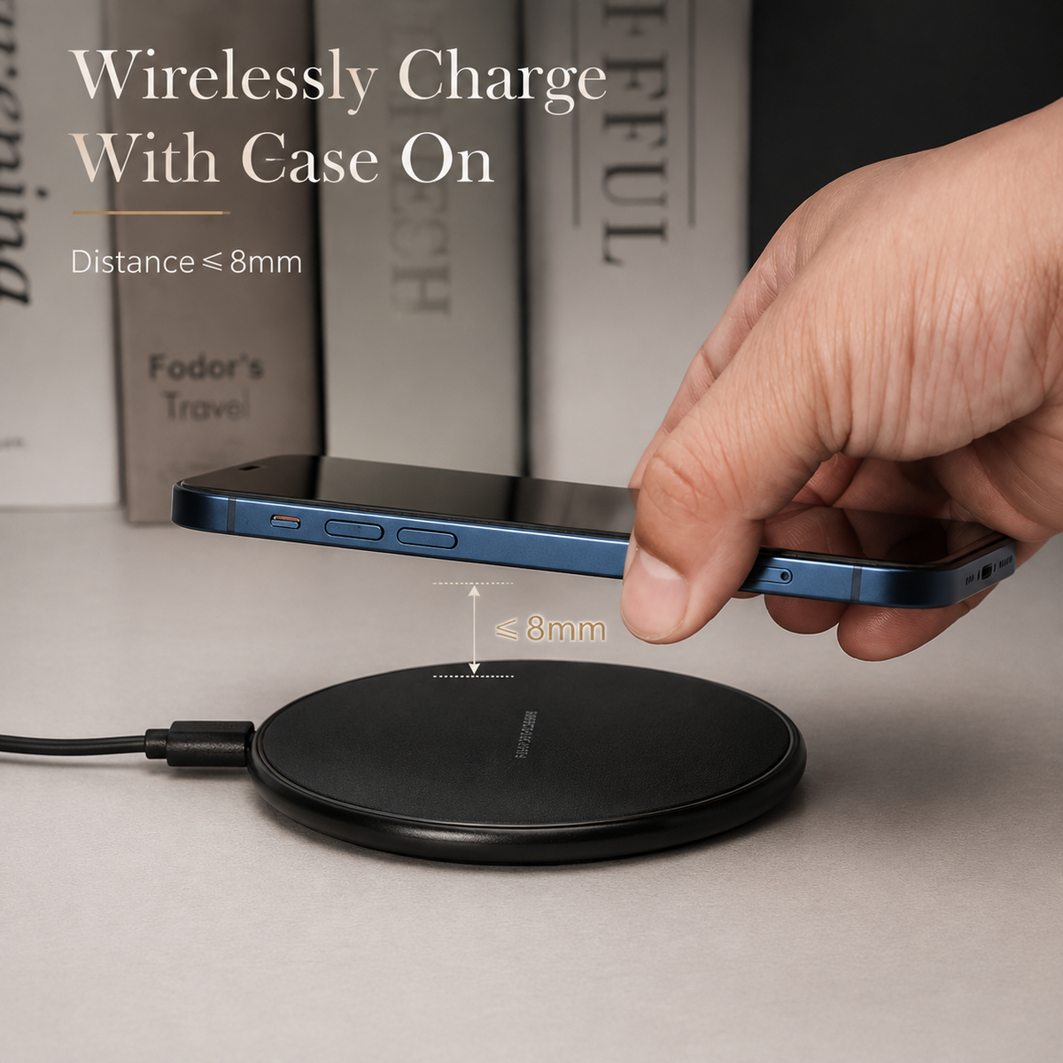 Premium Wireless Charging Pad Qi Wireless Charger USB Type C Fast Charging Slim Induction Charging Dock LED Indicator Anti Slip Safe Charging iPhone