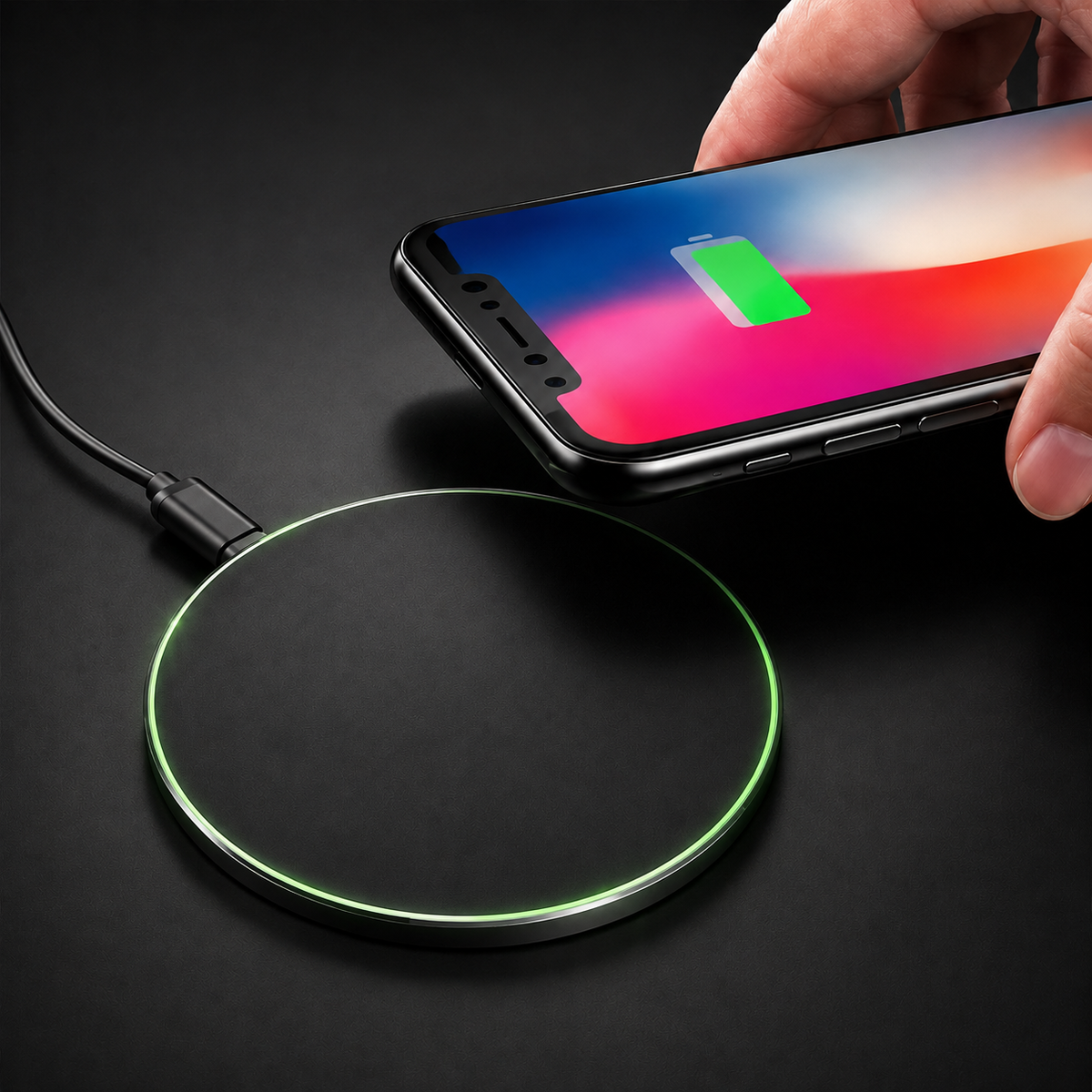 Premium Wireless Charging Pad Qi Wireless Charger USB Type C Fast Charging Slim Induction Charging Dock LED Indicator Anti Slip Safe Charging iPhone