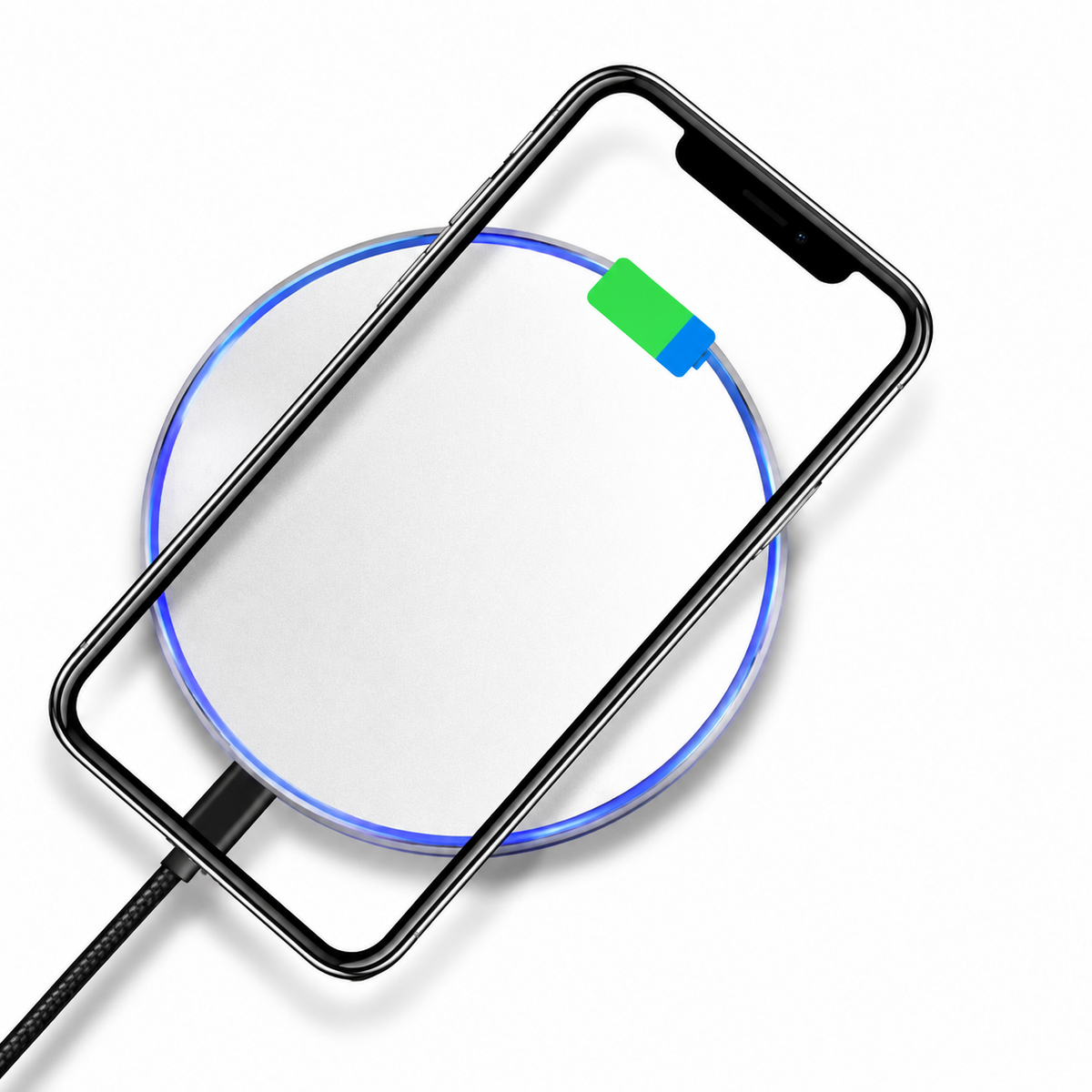 Premium Wireless Charging Pad Qi Wireless Charger USB Type C Fast Charging Slim Induction Charging Dock LED Indicator Anti Slip Safe Charging iPhone