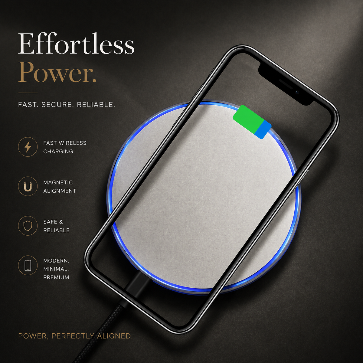 Premium Wireless Charging Pad Qi Wireless Charger USB Type C Fast Charging Slim Induction Charging Dock LED Indicator Anti Slip Safe Charging iPhone