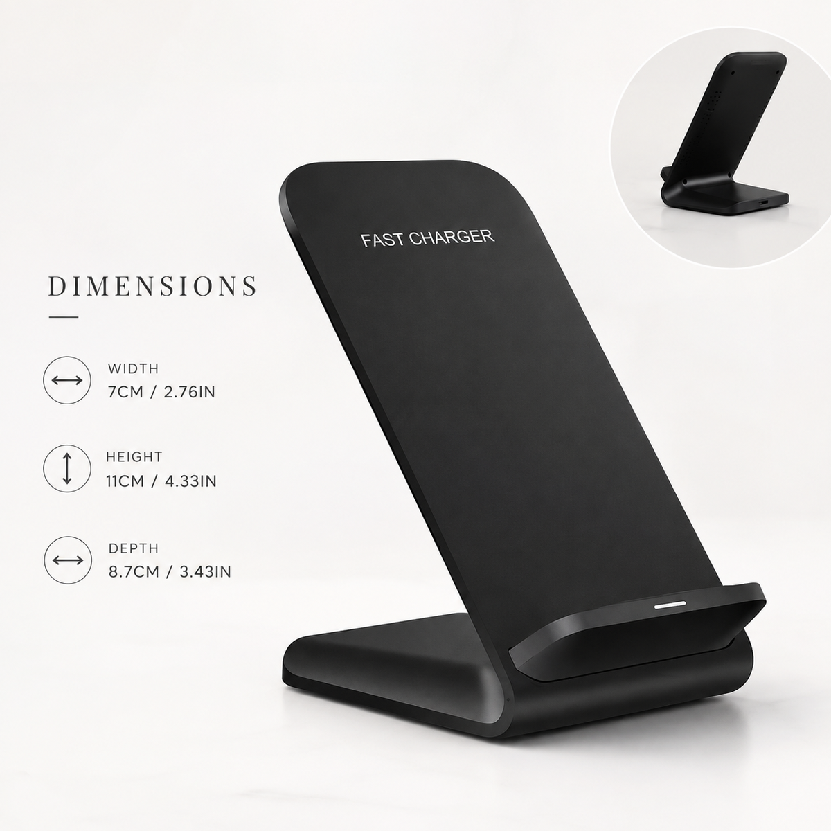 Premium Wireless Charging Stand Qi Wireless Charging Dock Dual Coil USB Type C Fast Charging Anti Slip Charging Vertical, Horizontal iPhone Compatible