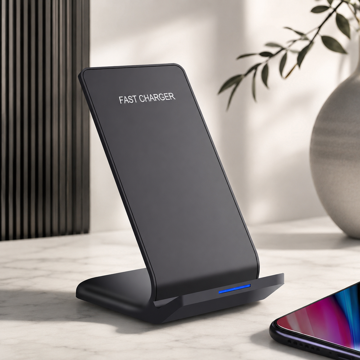 Premium Wireless Charging Stand Qi Wireless Charging Dock Dual Coil USB Type C Fast Charging Anti Slip Charging Vertical, Horizontal iPhone Compatible