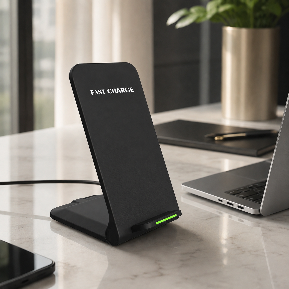 Premium Wireless Charging Stand Qi Wireless Charging Dock Dual Coil USB Type C Fast Charging Anti Slip Charging Vertical, Horizontal iPhone Compatible