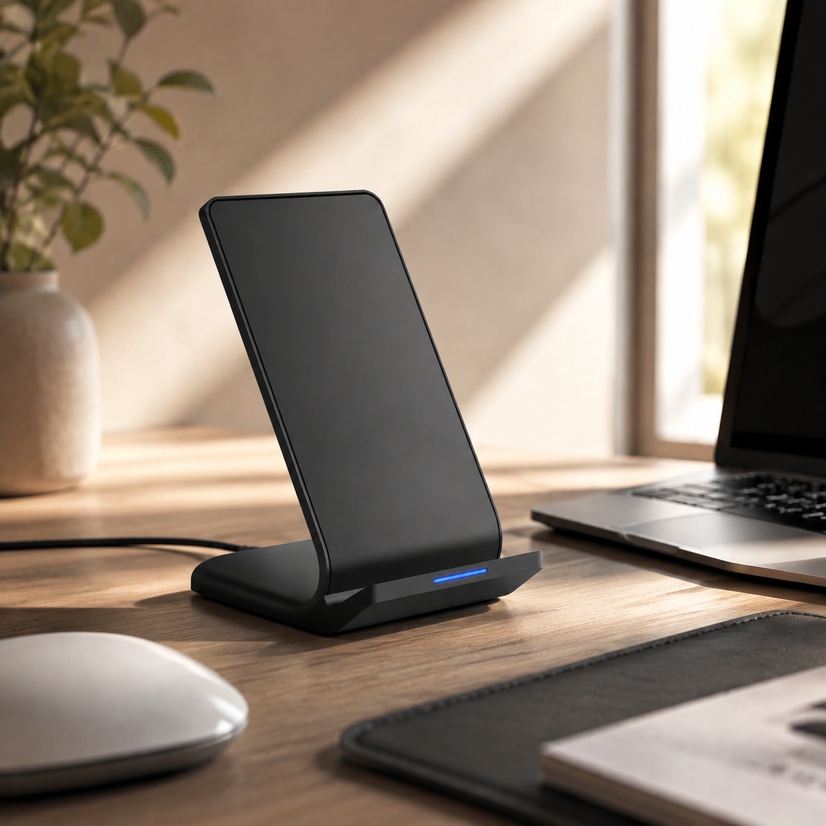Premium Wireless Charging Stand Qi Wireless Charging Dock Dual Coil USB Type C Fast Charging Anti Slip Charging Vertical, Horizontal iPhone Compatible