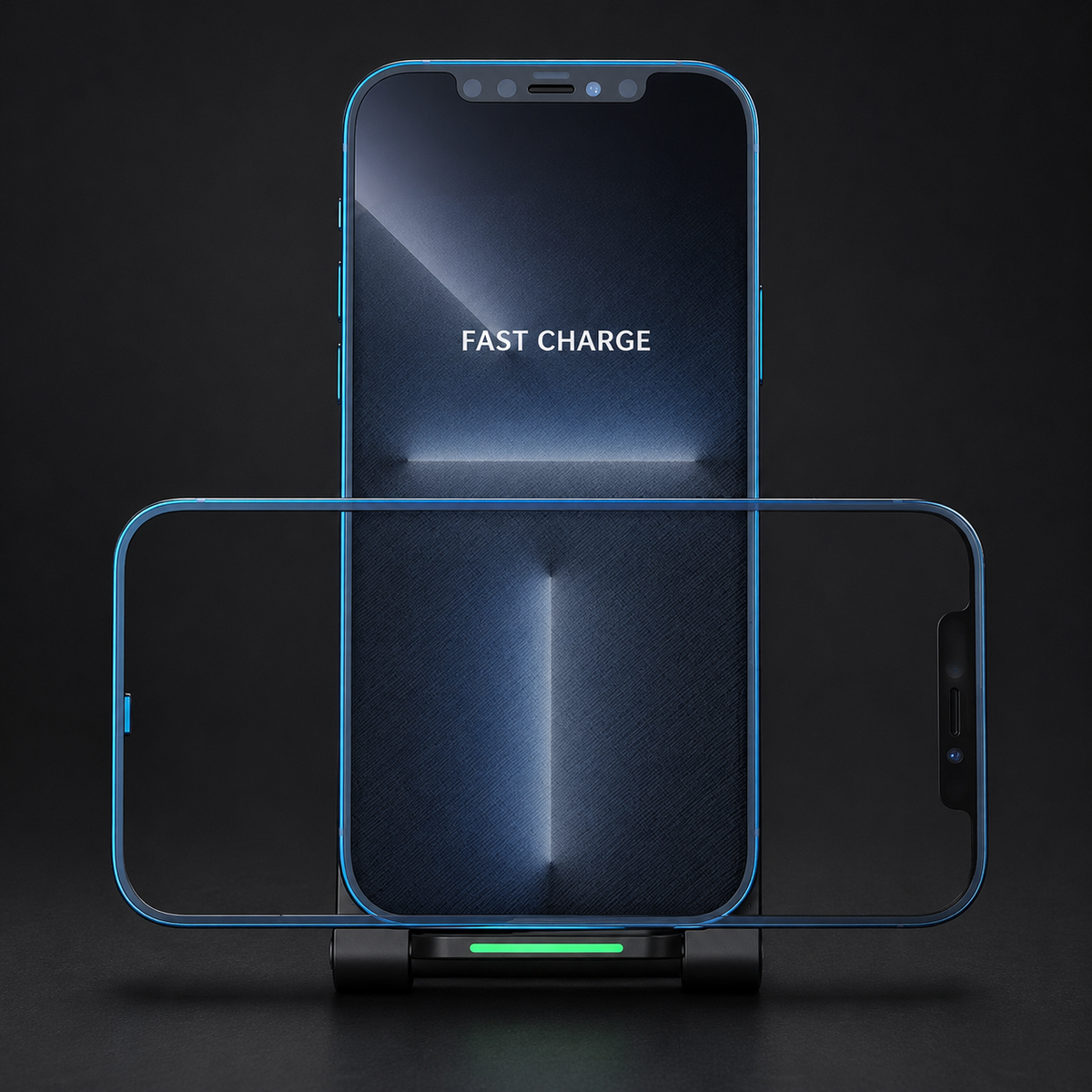 Premium Wireless Charging Stand Qi Wireless Charging Dock Dual Coil USB Type C Fast Charging Anti Slip Charging Vertical, Horizontal iPhone Compatible
