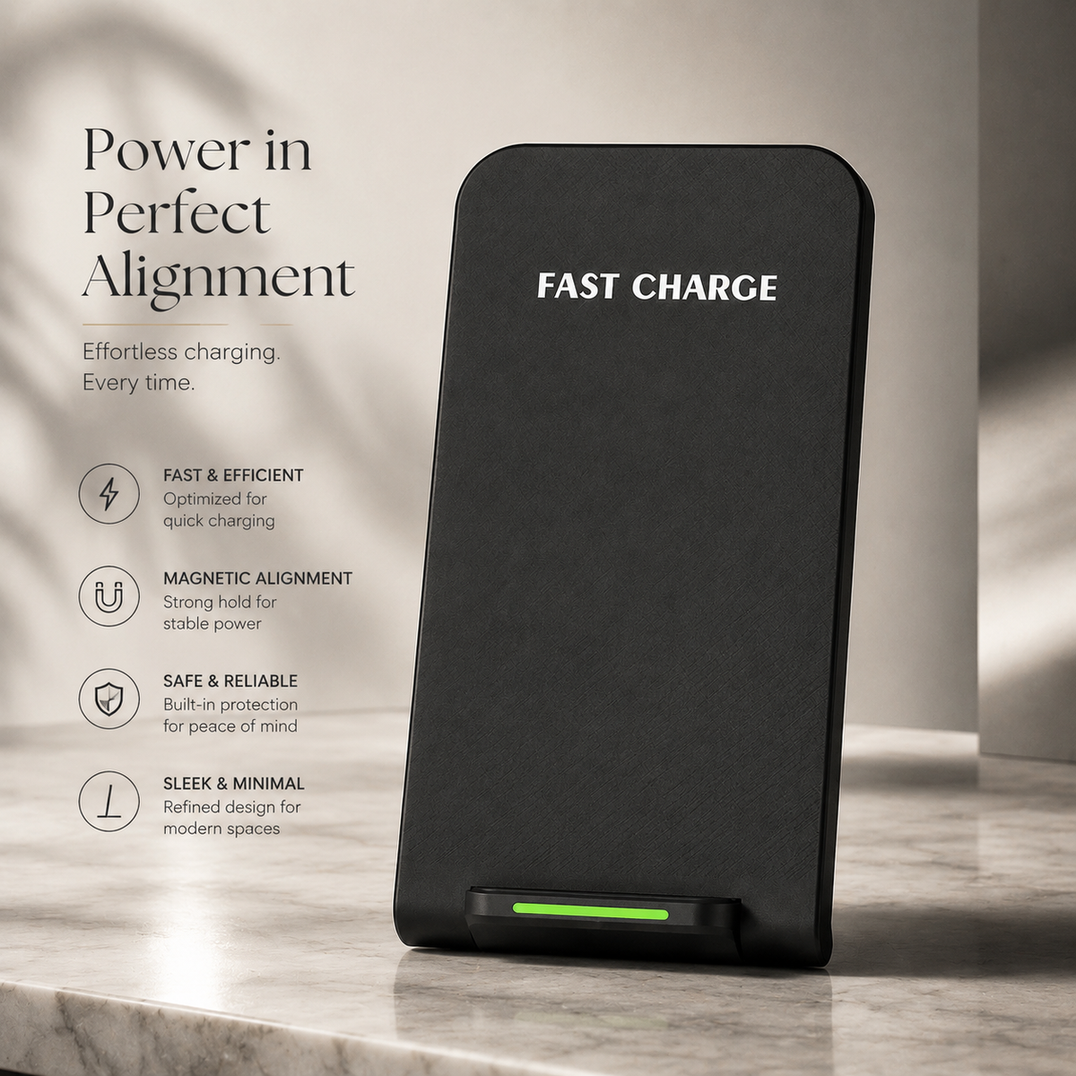 Premium Wireless Charging Stand Qi Wireless Charging Dock Dual Coil USB Type C Fast Charging Anti Slip Charging Vertical, Horizontal iPhone Compatible