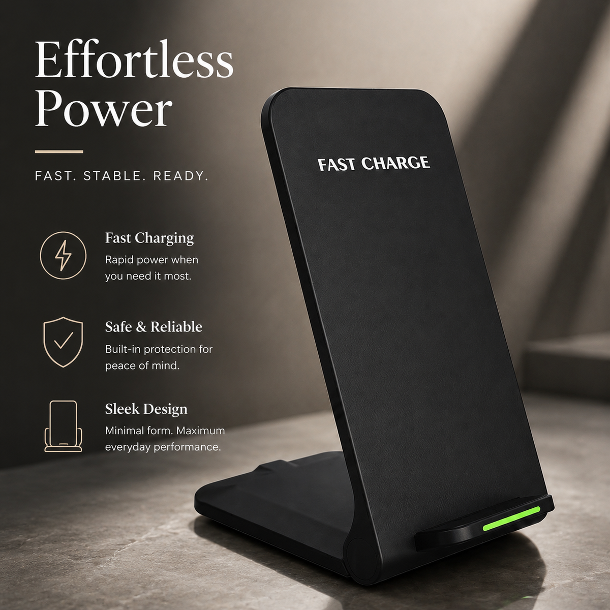 Premium Wireless Charging Stand Qi Wireless Charging Dock Dual Coil USB Type C Fast Charging Anti Slip Charging Vertical, Horizontal iPhone Compatible