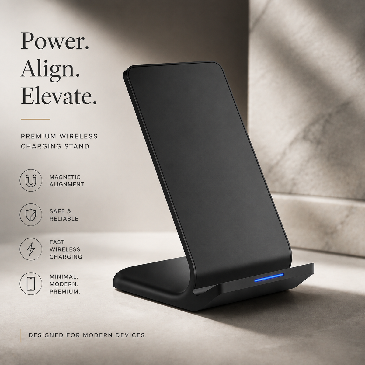Premium Wireless Charging Stand Qi Wireless Charging Dock Dual Coil USB Type C Fast Charging Anti Slip Charging Vertical, Horizontal iPhone Compatible