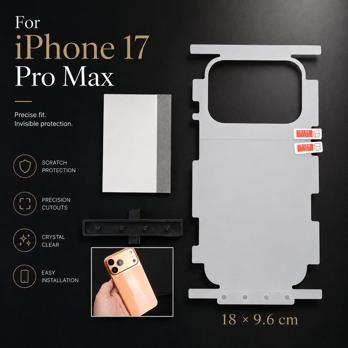 Premium iPhone Back Protector Hydrogel Film Anti Scratch Self Healing Soft TPU Wrap Side Edge High Definition Matte Clear Easy Installation Protective Film