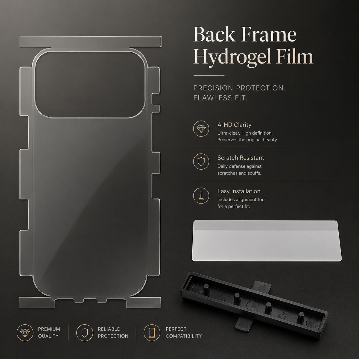 Premium iPhone Back Protector Hydrogel Film Anti Scratch Self Healing Soft TPU Wrap Side Edge High Definition Matte Clear Easy Installation Protective Film