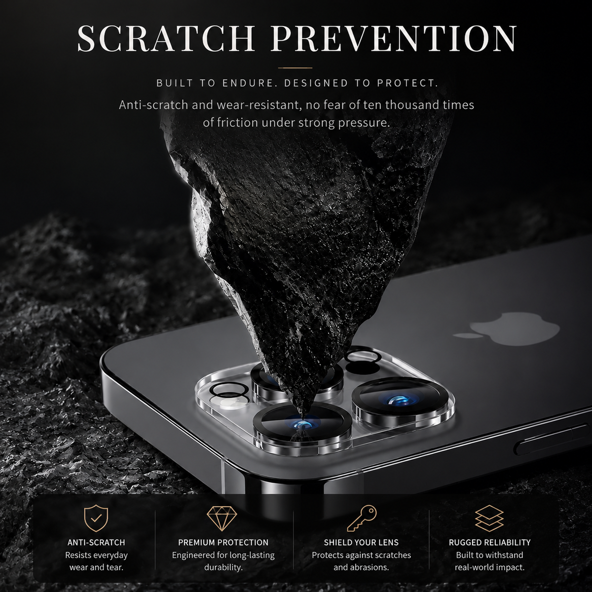 Premium iPhone Camera Lens Protector 4 Pack Tempered Glass Ultra Thin HD Clear Anti Scratch Anti Fingerprint Full Coverage Camera Lens Cover Case Friendly
