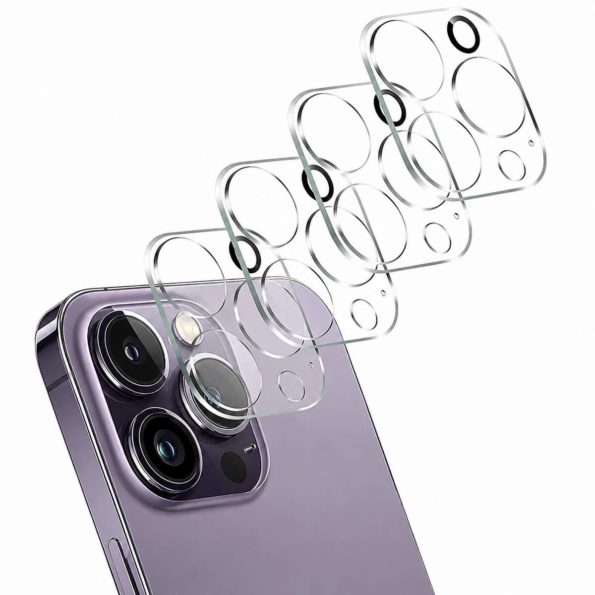 Premium iPhone Camera Lens Protector 4 Pack Tempered Glass Ultra Thin HD Clear Anti Scratch Anti Fingerprint Full Coverage Camera Lens Cover Case Friendly