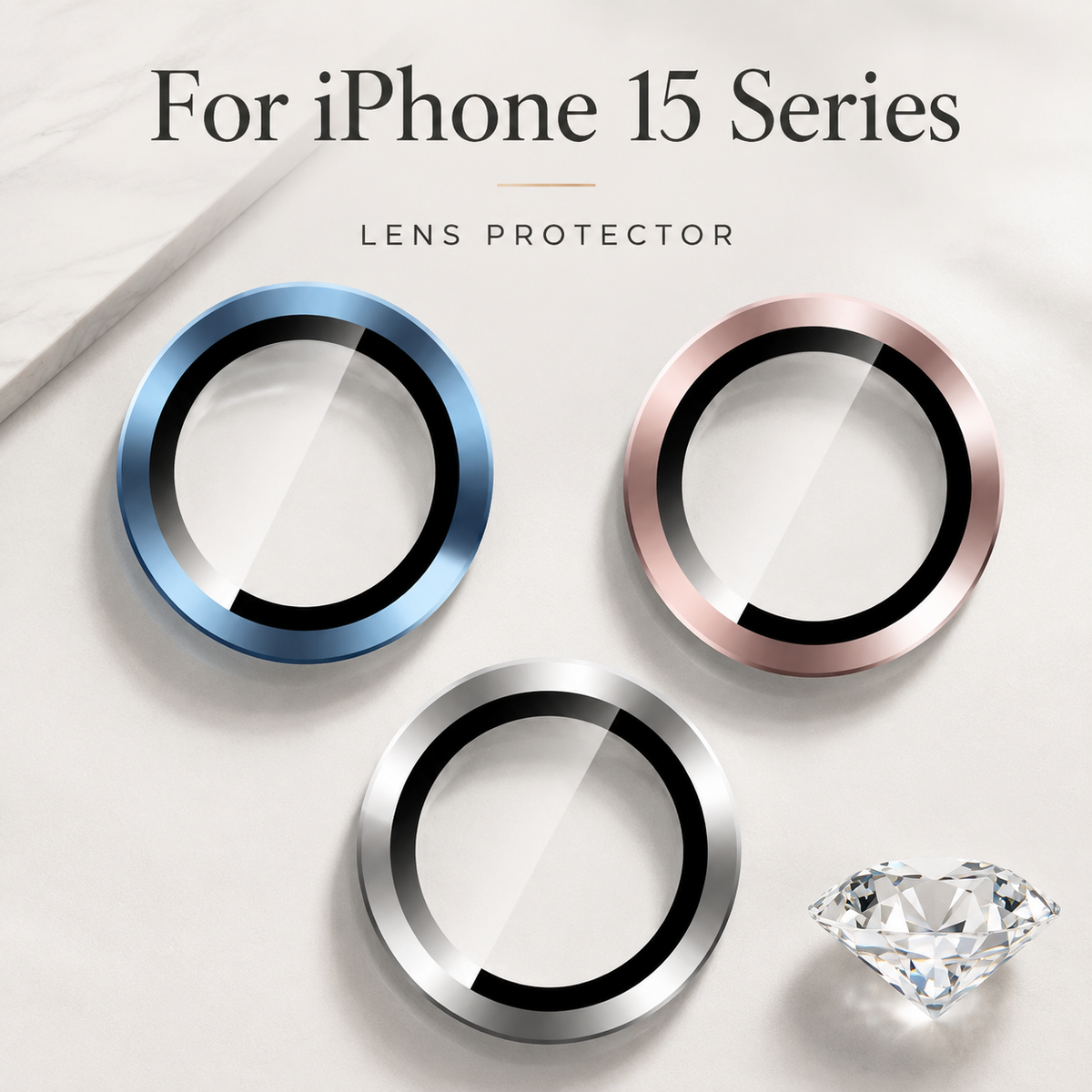 Premium iPhone Camera Lens Protector Tempered Glass Metal Ring Scratch Resistant Shockproof Anti Dust Camera Lens Cover Slim Protective Ring