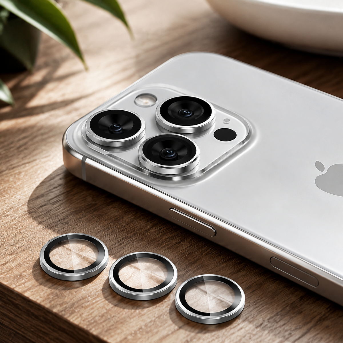 Premium iPhone Camera Lens Protector Tempered Glass Metal Ring Scratch Resistant Shockproof Anti Dust Camera Lens Cover Slim Protective Ring