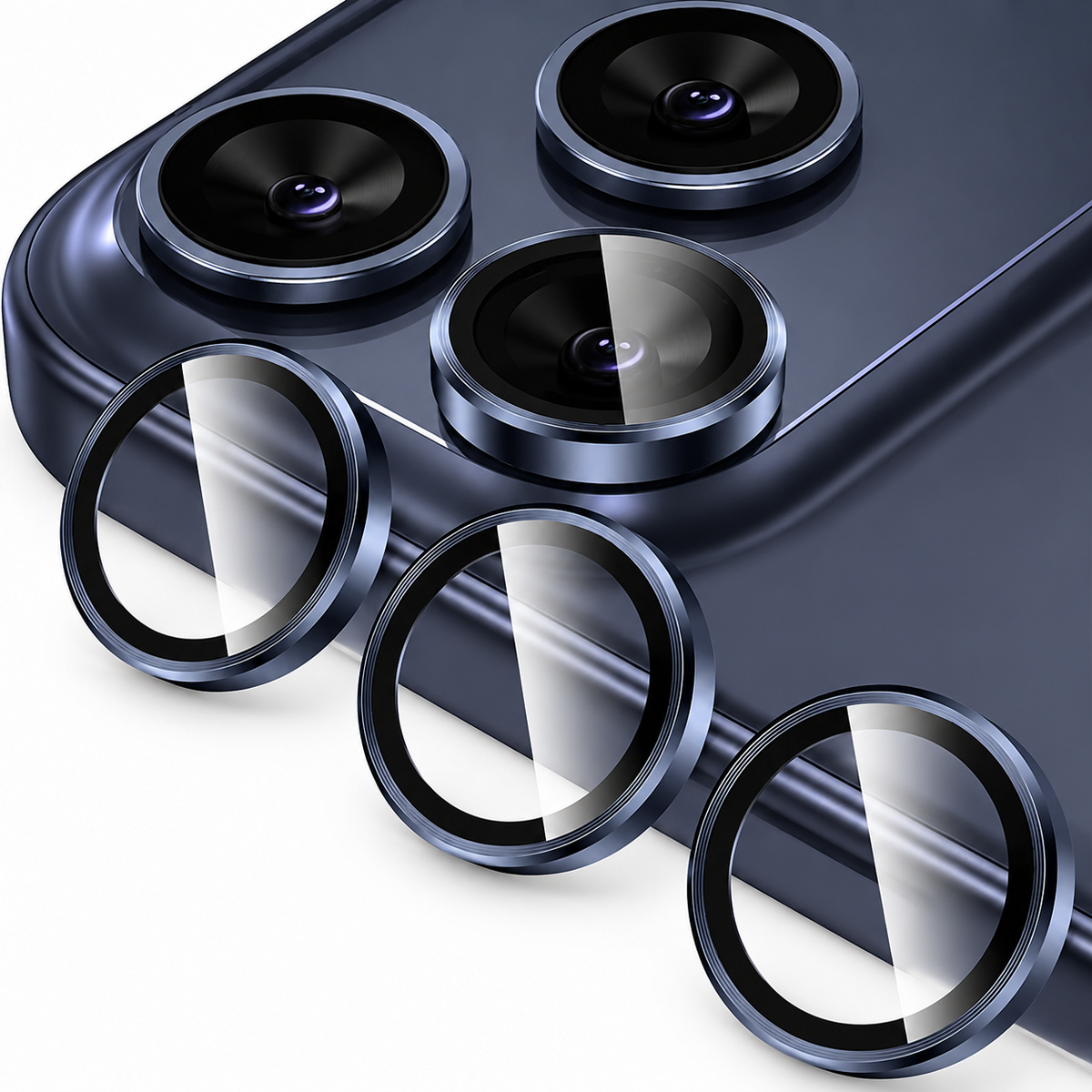 Premium iPhone Camera Lens Protector Tempered Glass Metal Ring Scratch Resistant Shockproof Anti Dust Camera Lens Cover Slim Protective Ring