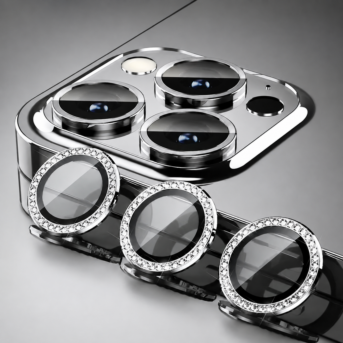 Premium iPhone Camera Lens Protector Tempered Glass Metal Ring Scratch Resistant Shockproof Anti Dust Camera Lens Cover Slim Protective Ring