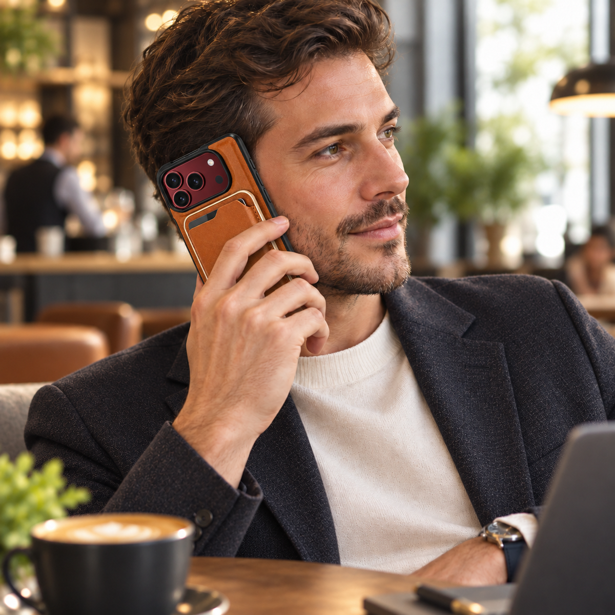 Premium iPhone Case 2 in 1 Detachable Card Holder Magnetic Leather MagSafe Foldable Cover Shockproof Comfortable Grip Slim Durable Protective Phone Cover Case
