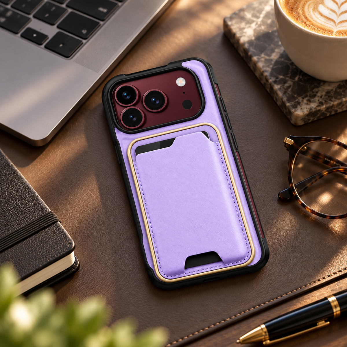Premium iPhone Case 2 in 1 Detachable Card Holder Magnetic Leather MagSafe Foldable Cover Shockproof Comfortable Grip Slim Durable Protective Phone Cover Case
