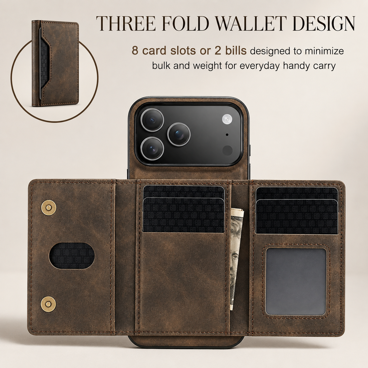 Premium iPhone Case 2 in 1 Detachable Magnetic Leather Wallet Card Holder Kickstand Full Coverage Protective Cover Slim Removable Phone Case Anti Dust