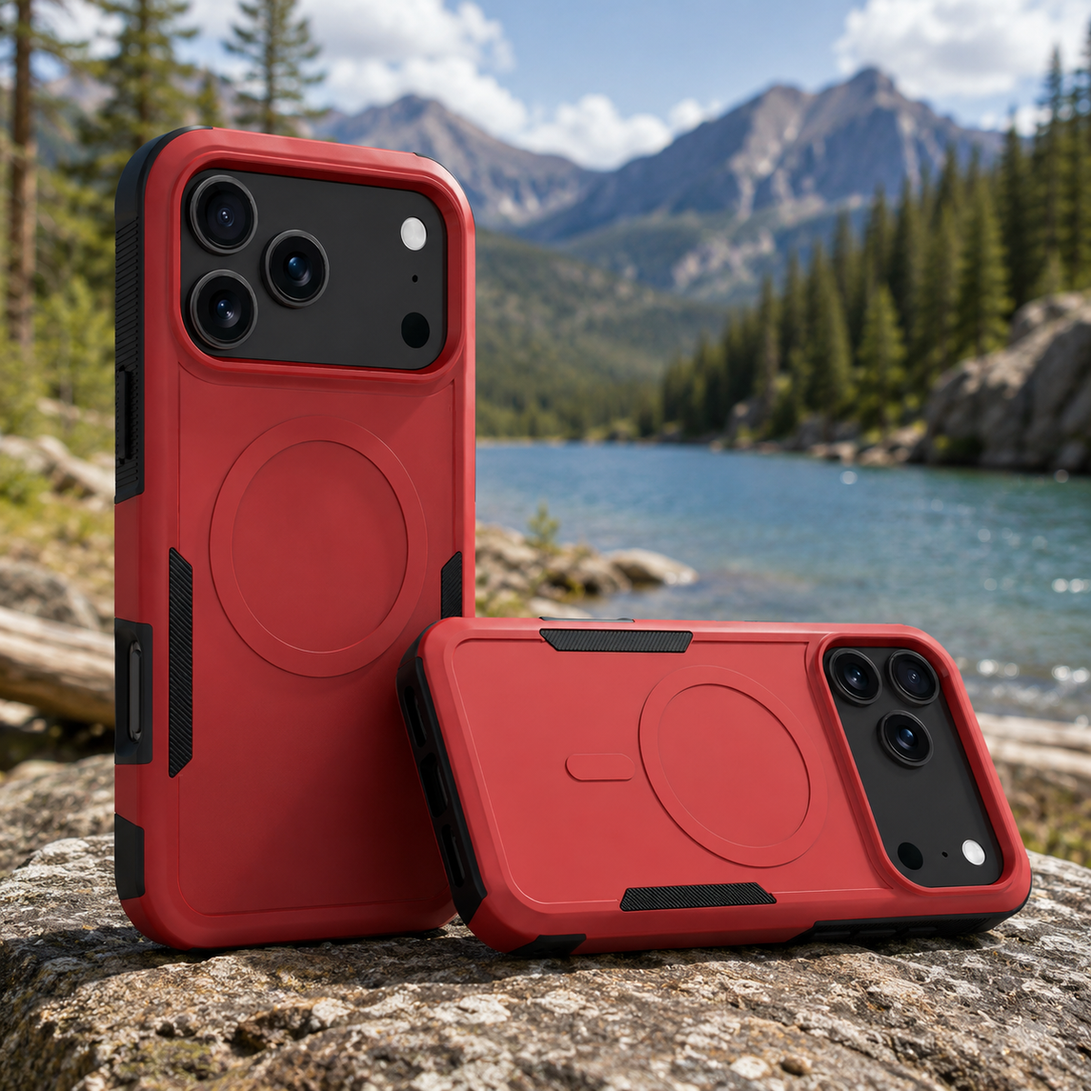 Premium iPhone Case 2-in-1 Heavy Armor Magnetic Charging Cover with Shockproof PC+TPU Matte Anti-Fingerprint Protective Design for Everyday Use Design