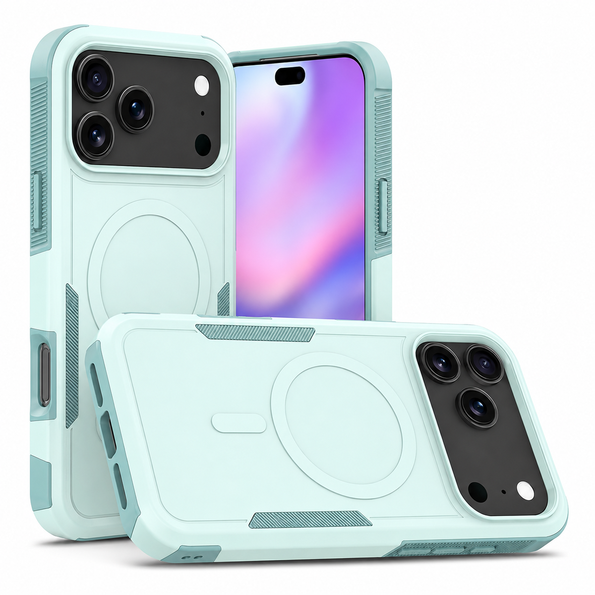 Premium iPhone Case 2-in-1 Heavy Armor Magnetic Charging Cover with Shockproof PC+TPU Matte Anti-Fingerprint Protective Design for Everyday Use Design