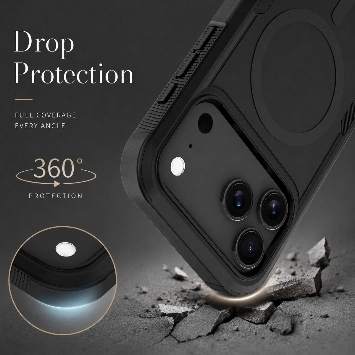 Premium iPhone Case 2-in-1 Heavy Armor Magnetic Charging Cover with Shockproof PC+TPU Matte Anti-Fingerprint Protective Design for Everyday Use Design