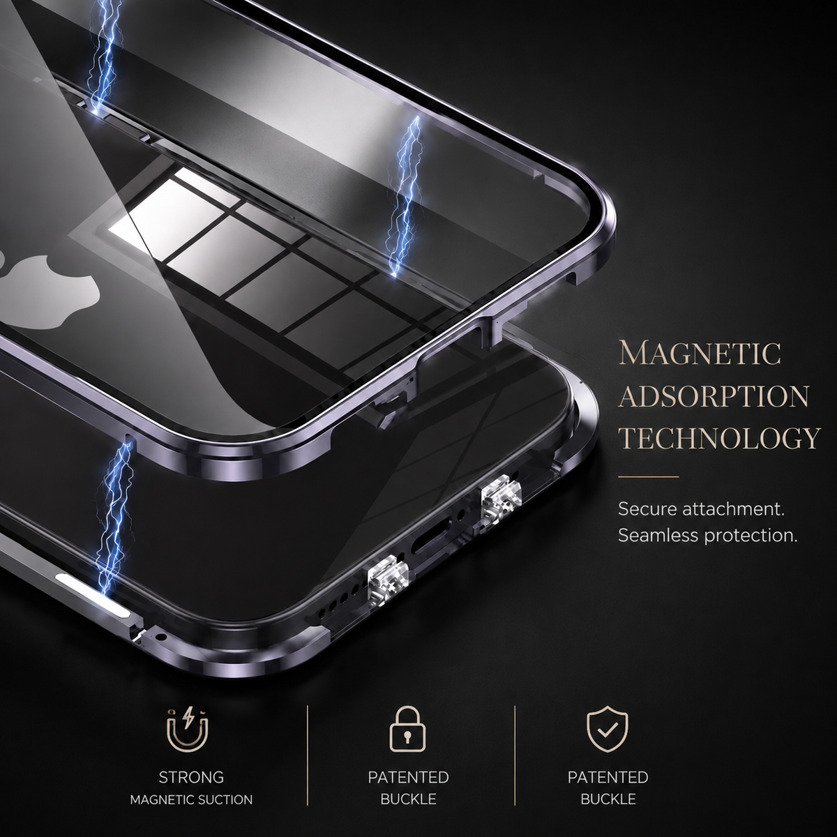 Premium iPhone Case 360 Full Protection MagSafe Magnetic Glass Cover Aluminum Alloy Frame Shockproof Anti Scratch Bumper Full Coverage Slim Protection