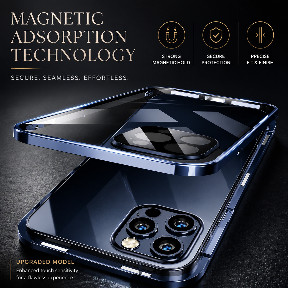 Premium iPhone Case 360 Full Protection MagSafe Magnetic Glass Cover Aluminum Alloy Frame Shockproof Anti Scratch Bumper Full Coverage Slim Protection