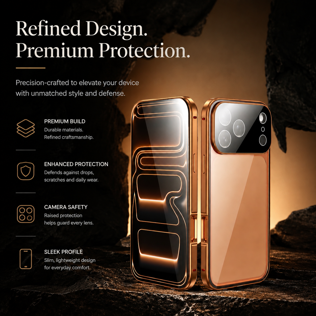 Premium iPhone Case 360 Full Protection MagSafe Magnetic Glass Cover Aluminum Alloy Frame Shockproof Anti Scratch Bumper Full Coverage Slim Protection
