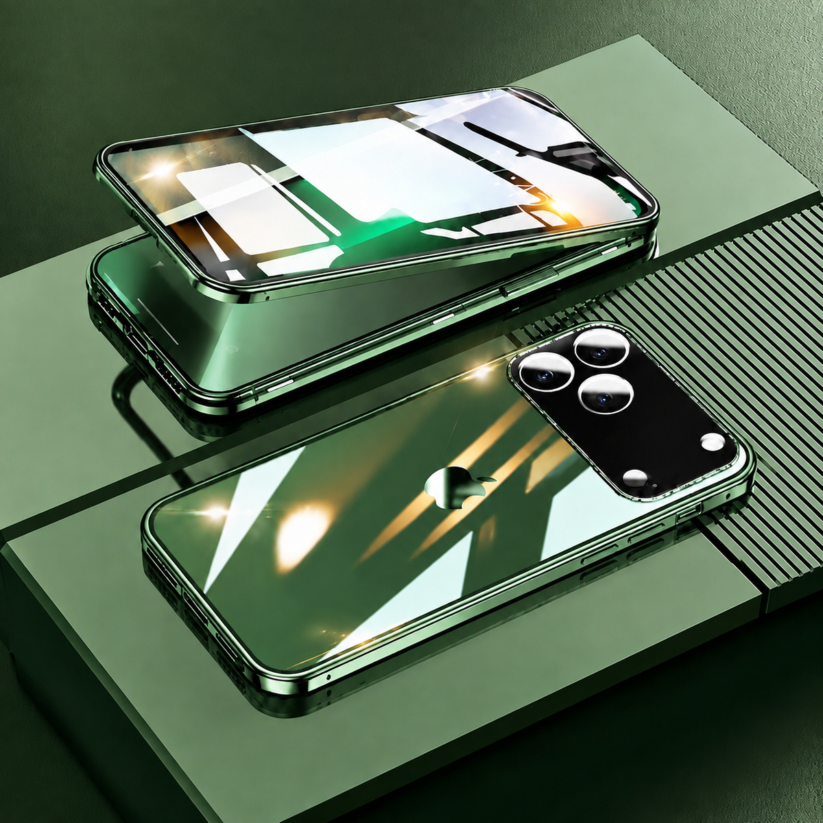 Premium iPhone Case 360 Full Protection MagSafe Magnetic Glass Cover Aluminum Alloy Frame Shockproof Anti Scratch Bumper Full Coverage Slim Protection