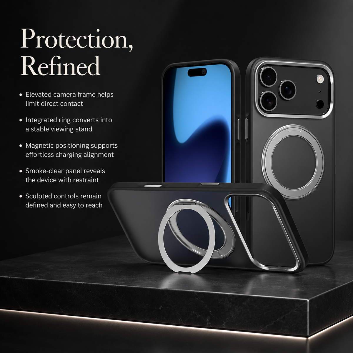 Premium iPhone Case 360 Rotating Magnetic Kickstand Skin Feel MagSafe Metal Lens Protection Shockproof Slim Fit Non Slip Durable Protective Phone Cover Case