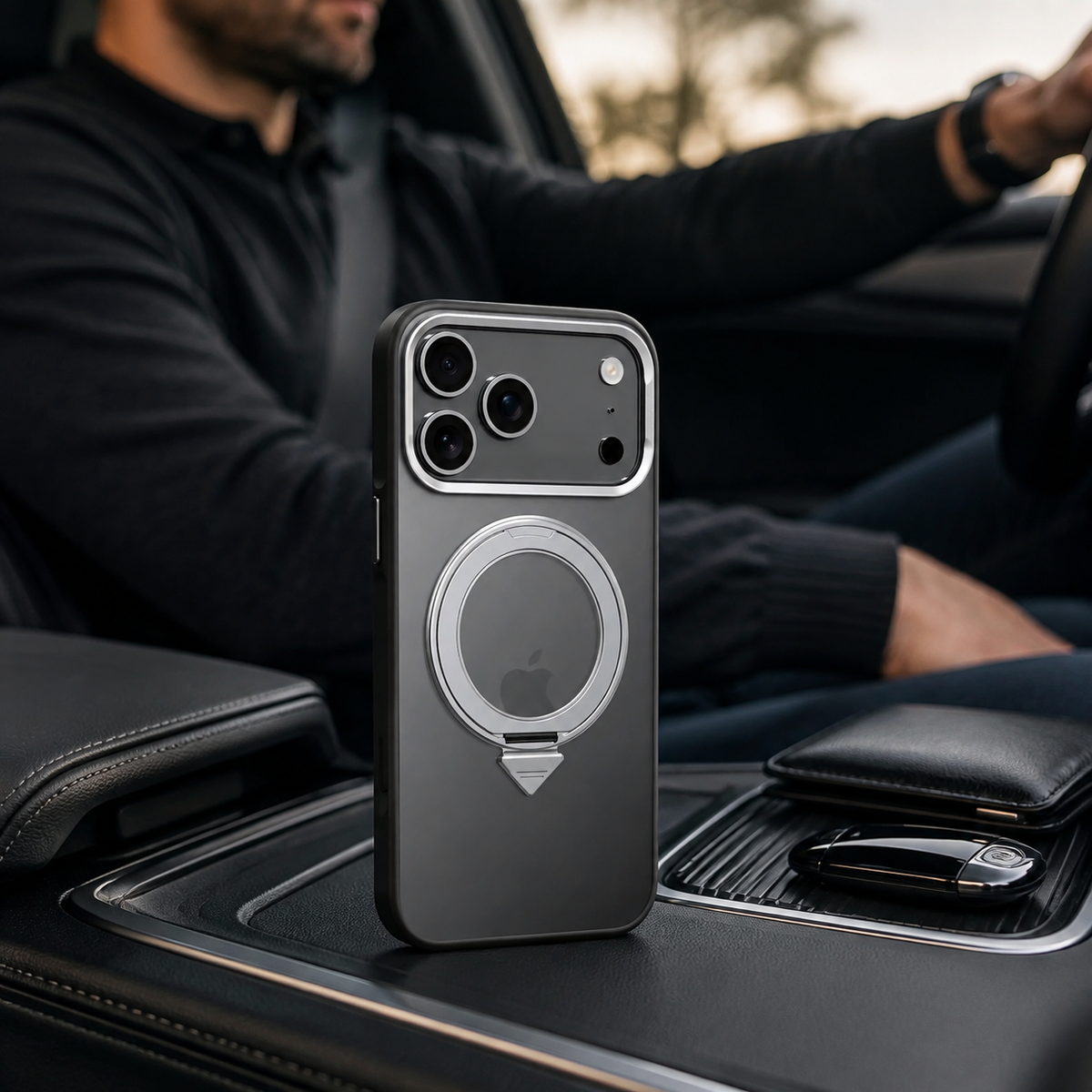 Premium iPhone Case 360 Rotating Magnetic Kickstand Skin Feel MagSafe Metal Lens Protection Shockproof Slim Fit Non Slip Durable Protective Phone Cover Case