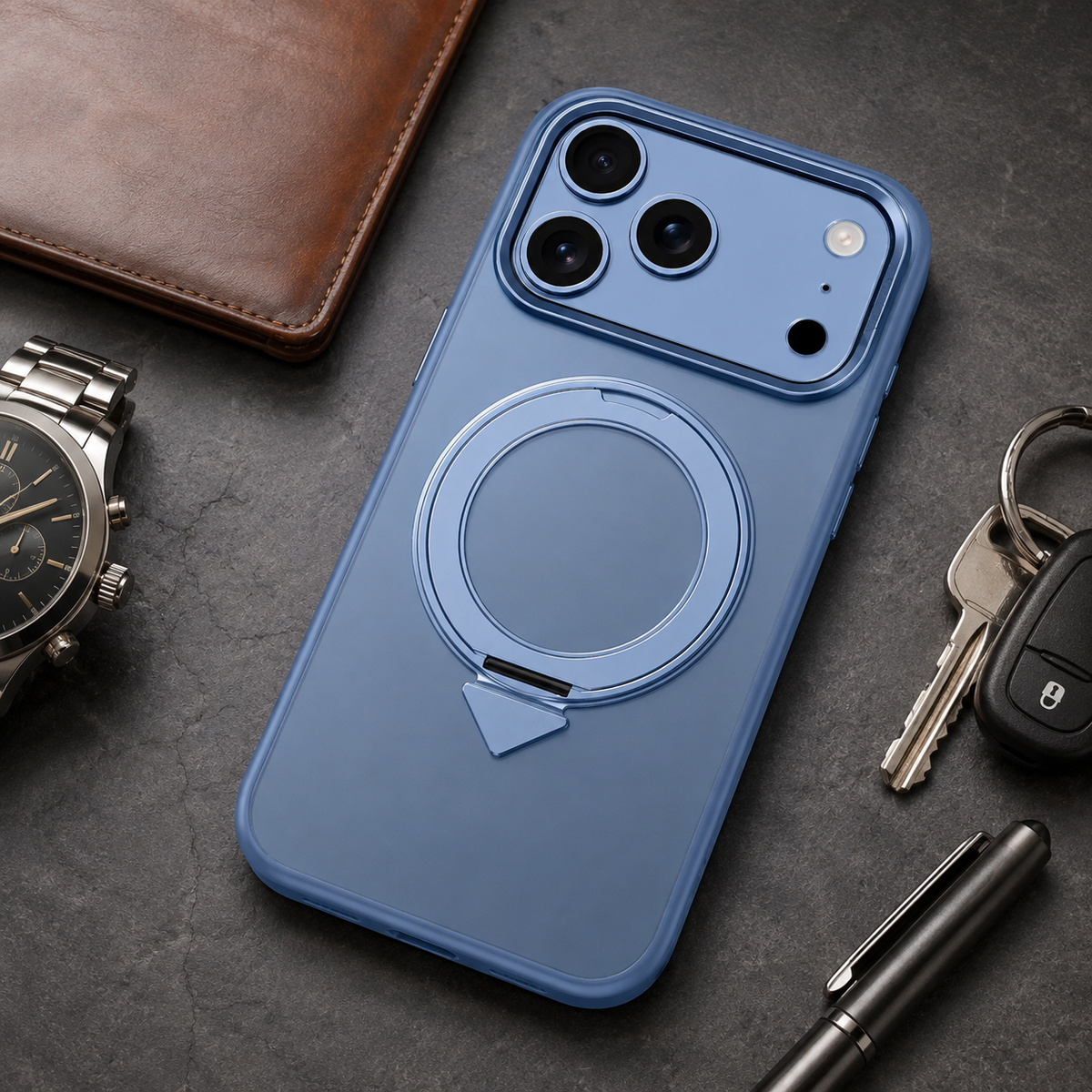 Premium iPhone Case 360 Rotating Magnetic Kickstand Skin Feel MagSafe Metal Lens Protection Shockproof Slim Fit Non Slip Durable Protective Phone Cover Case