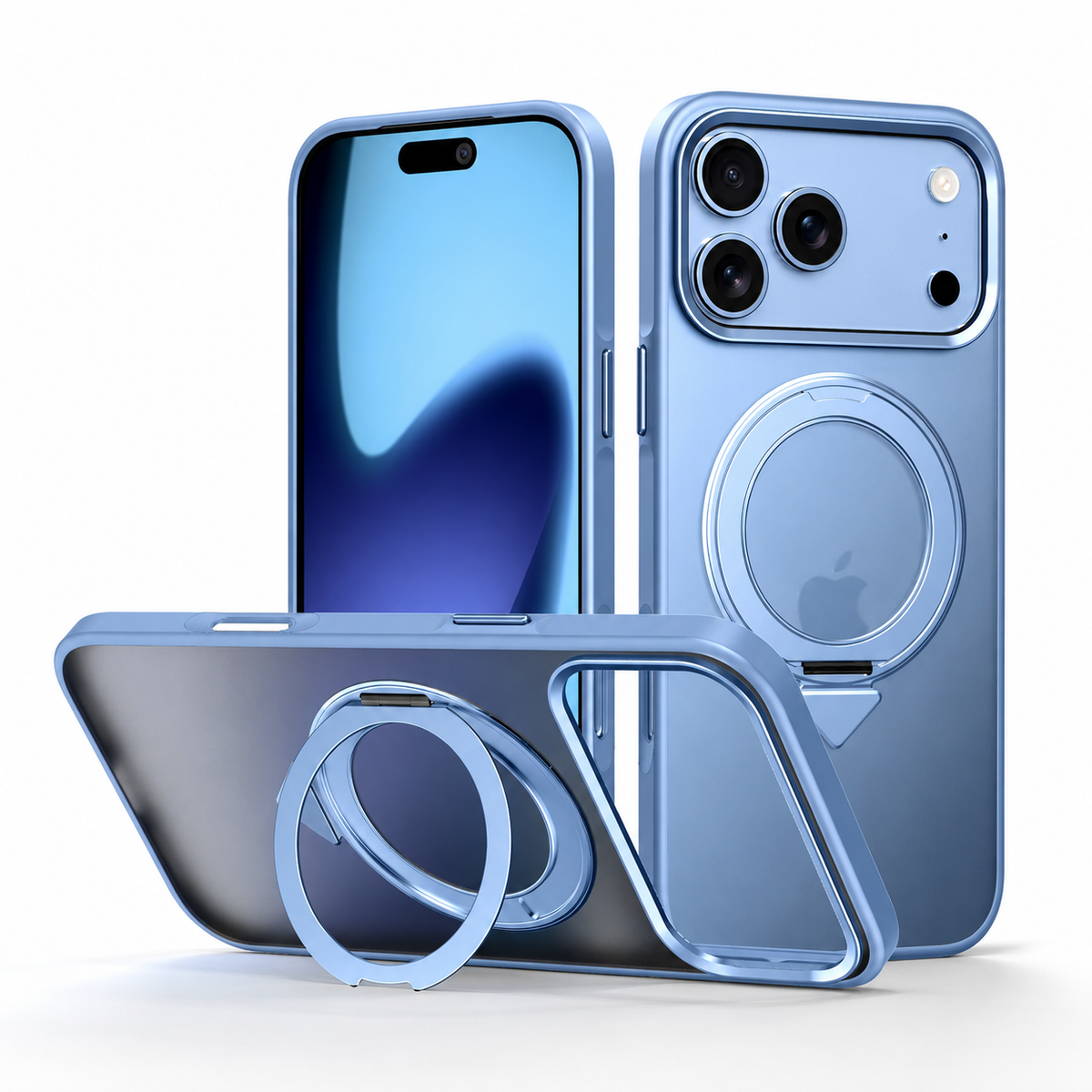 Premium iPhone Case 360 Rotating Magnetic Kickstand Skin Feel MagSafe Metal Lens Protection Shockproof Slim Fit Non Slip Durable Protective Phone Cover Case