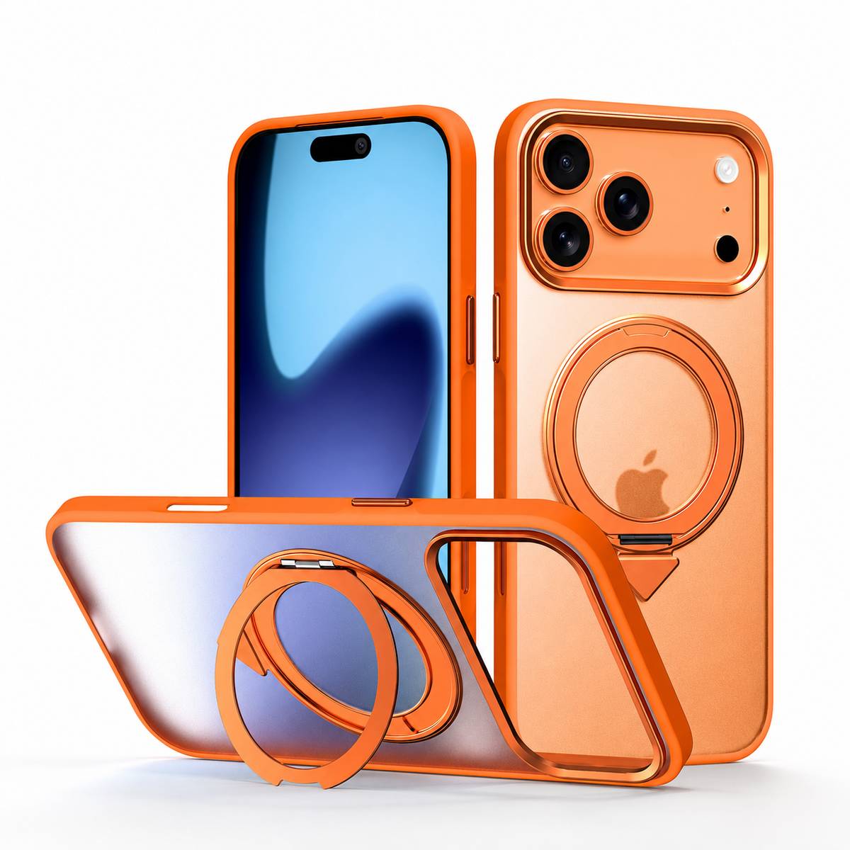 Premium iPhone Case 360 Rotating Magnetic Kickstand Skin Feel MagSafe Metal Lens Protection Shockproof Slim Fit Non Slip Durable Protective Phone Cover Case