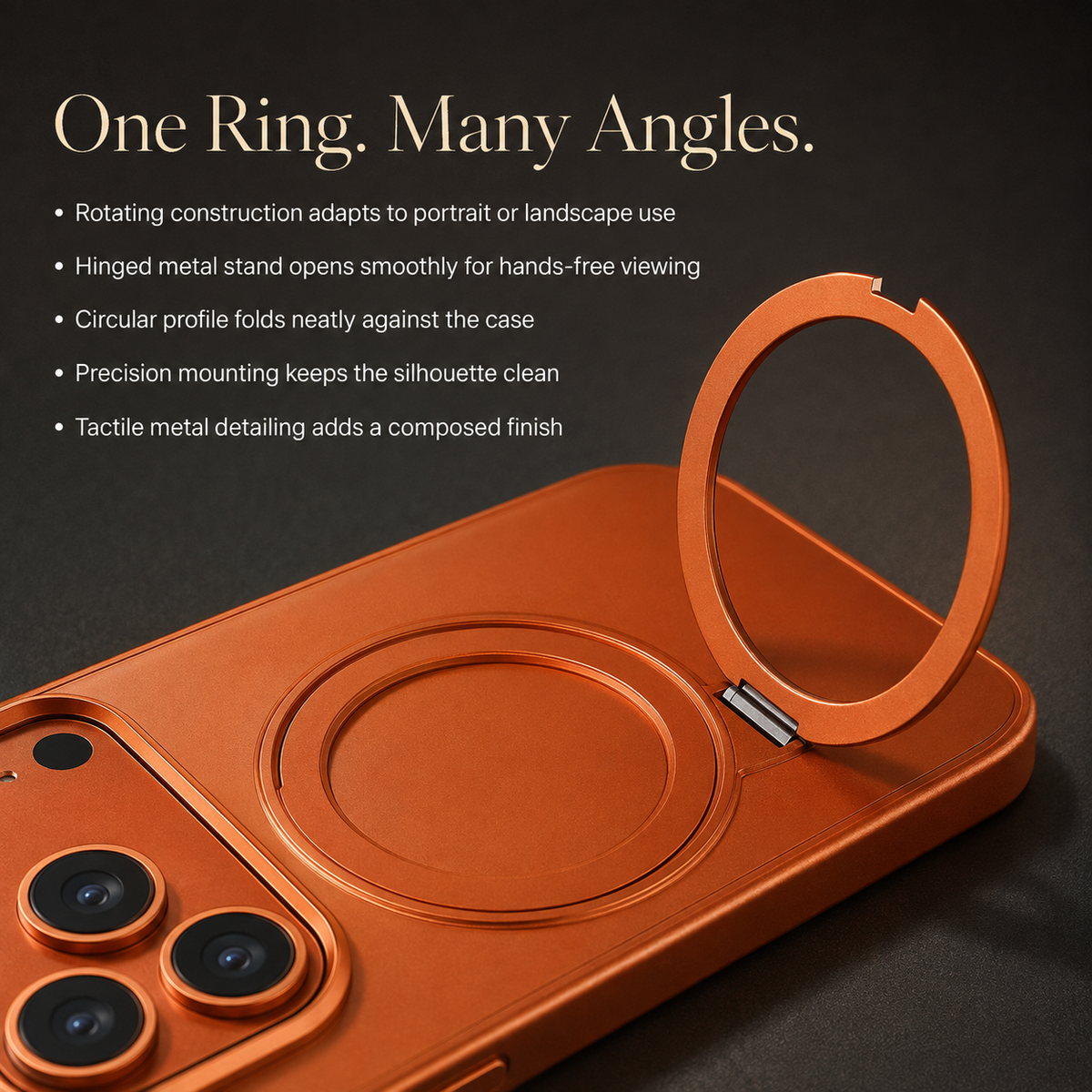 Premium iPhone Case 360 Rotating Magnetic Kickstand Skin Feel MagSafe Metal Lens Protection Shockproof Slim Fit Non Slip Durable Protective Phone Cover Case