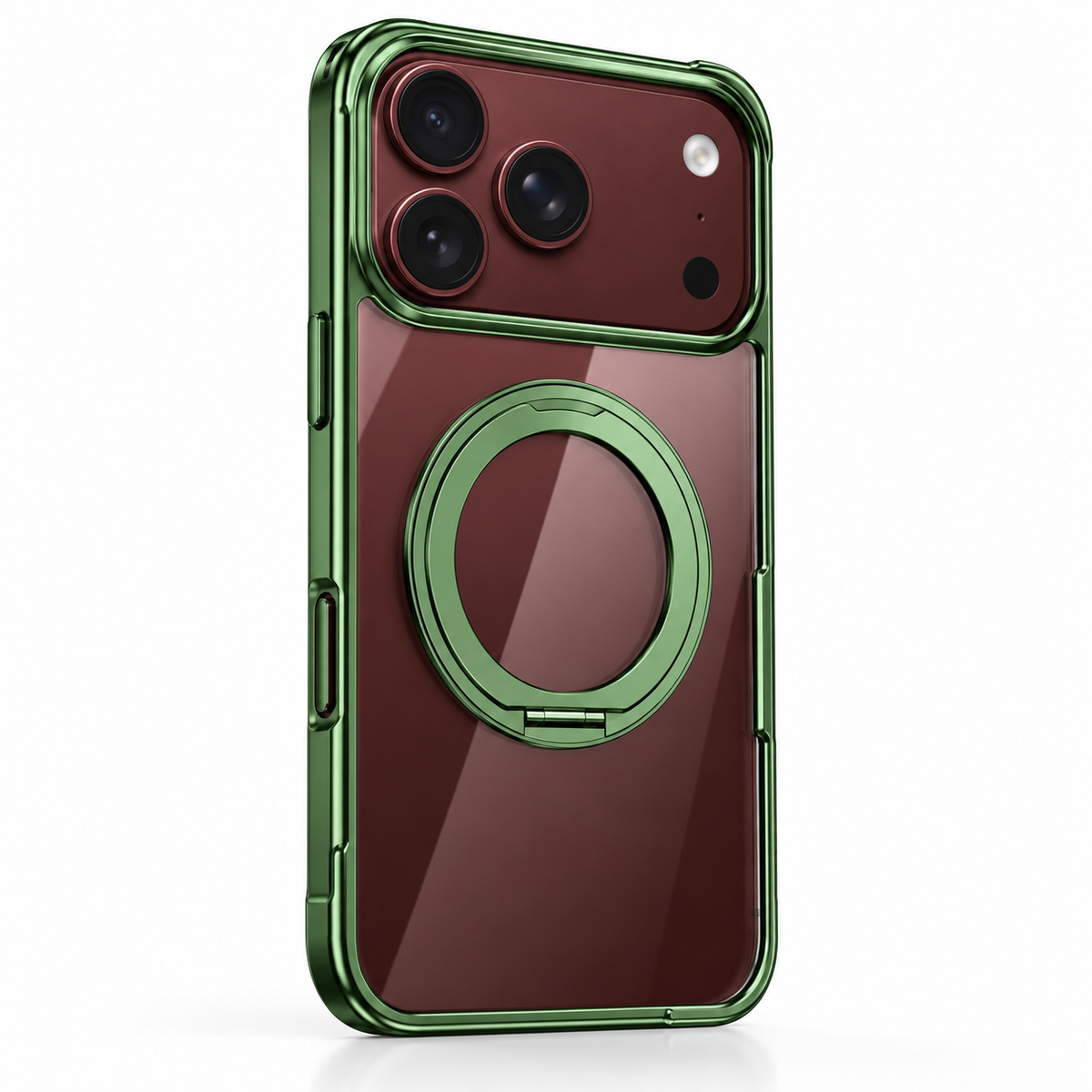 Premium iPhone Case 360 Rotating Stand Transparent MagSafe Magnetic Holder Foldable Stand Cover Shockproof Slim Durable Clear Protective Phone Cover Shell Case