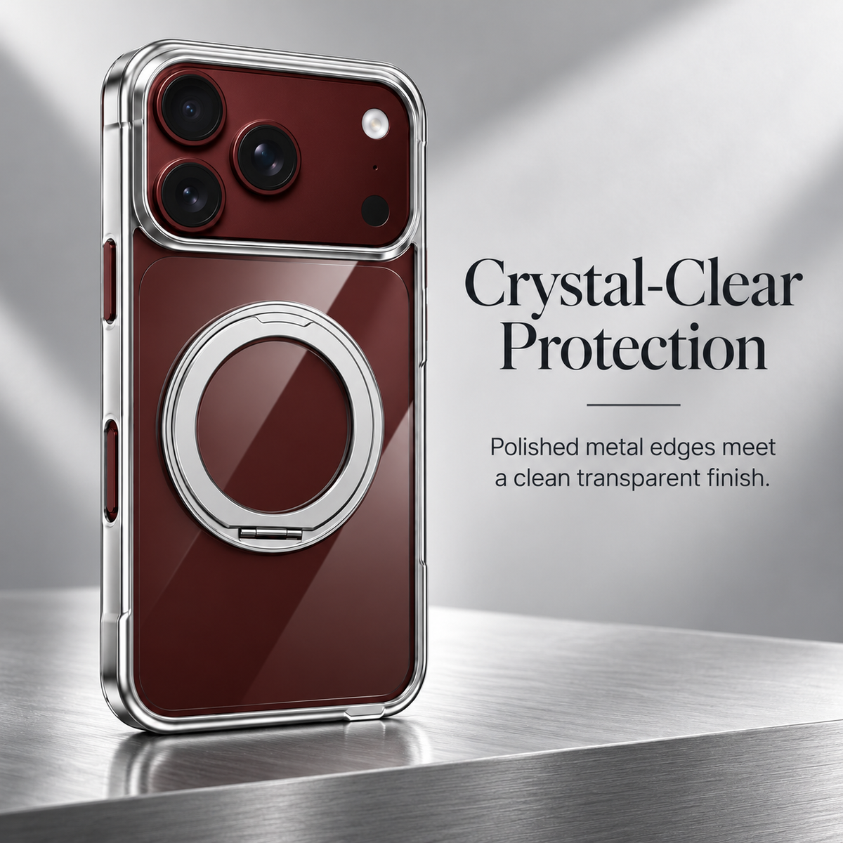 Premium iPhone Case 360 Rotating Stand Transparent MagSafe Magnetic Holder Foldable Stand Cover Shockproof Slim Durable Clear Protective Phone Cover Shell Case