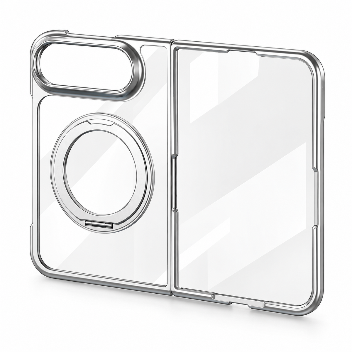 Premium iPhone Case 360 Rotating Stand Transparent MagSafe Magnetic Holder Foldable Stand Cover Shockproof Slim Durable Clear Protective Phone Cover Shell Case