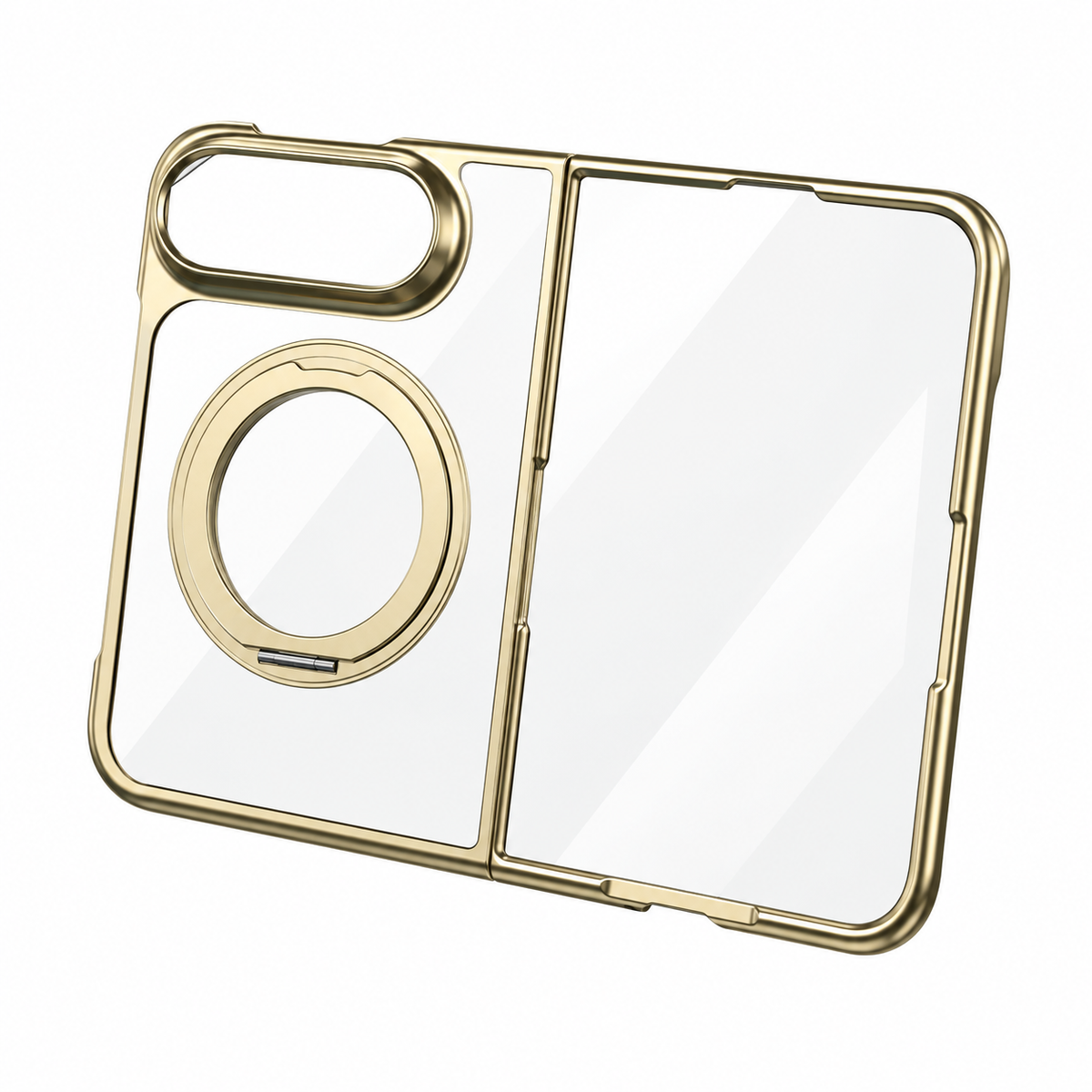 Premium iPhone Case 360 Rotating Stand Transparent MagSafe Magnetic Holder Foldable Stand Cover Shockproof Slim Durable Clear Protective Phone Cover Shell Case